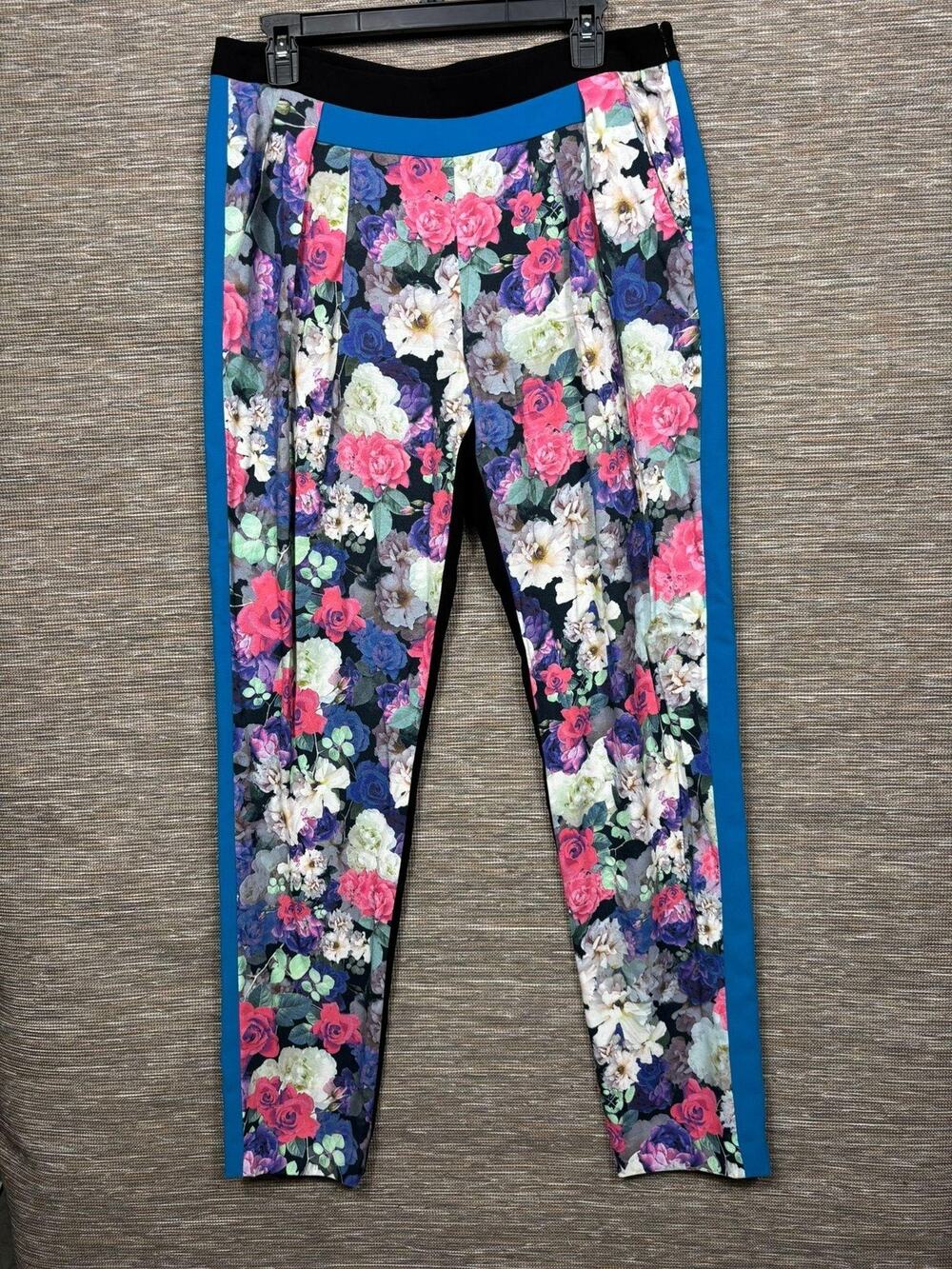 Rebecca Minkoff Pants Womens Size 10 Floral Multicolor Tapered Side Stripe